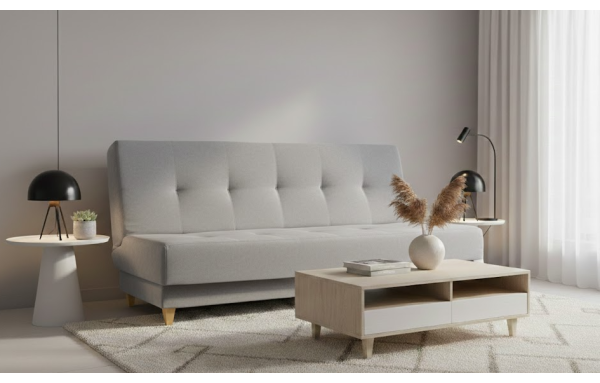 WERSALKA kanapa EDI szara soro 90 kanapa ROZKŁADANA sprężyny drewniane nóżki